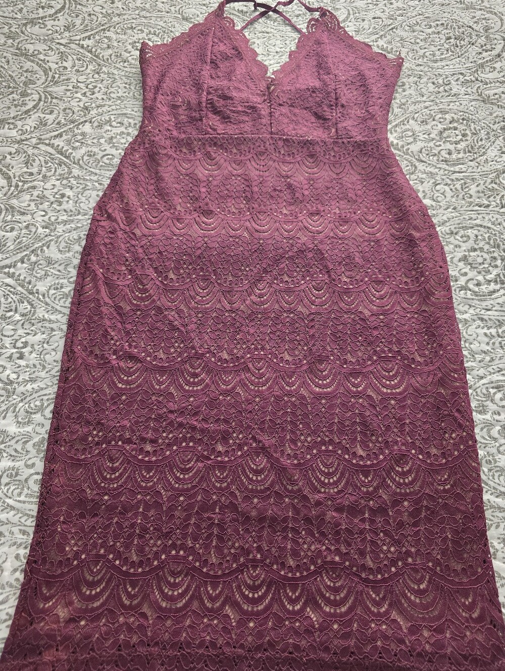 Lovely Day Plum Lace Maxi Dress with V-Neck